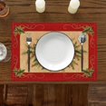 thumbnail image 6 of Christmas Placemats Set of 4 Linen 12 x 18 Inches Winter Placemats Red Poinsettia Holly Leaf Table Placemats Non-Slip Heat Resistant Xmas Table Mats for Home Holiday Party Kitchen Table Decor, 6 of 6