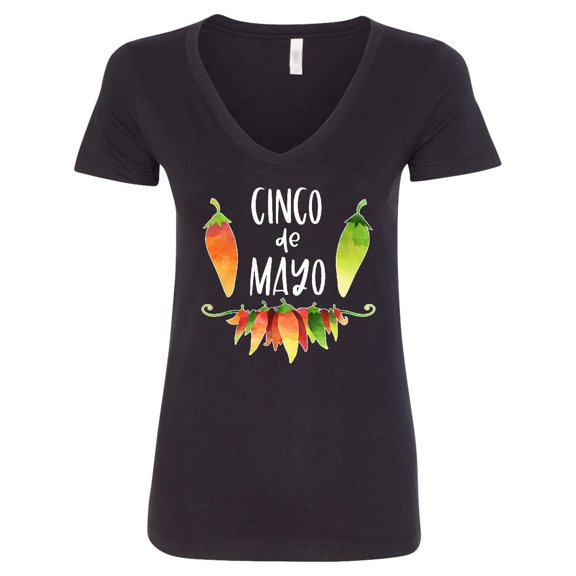 Inktastic Cinco De Mayo Peppers Women's V-Neck T-Shirt
