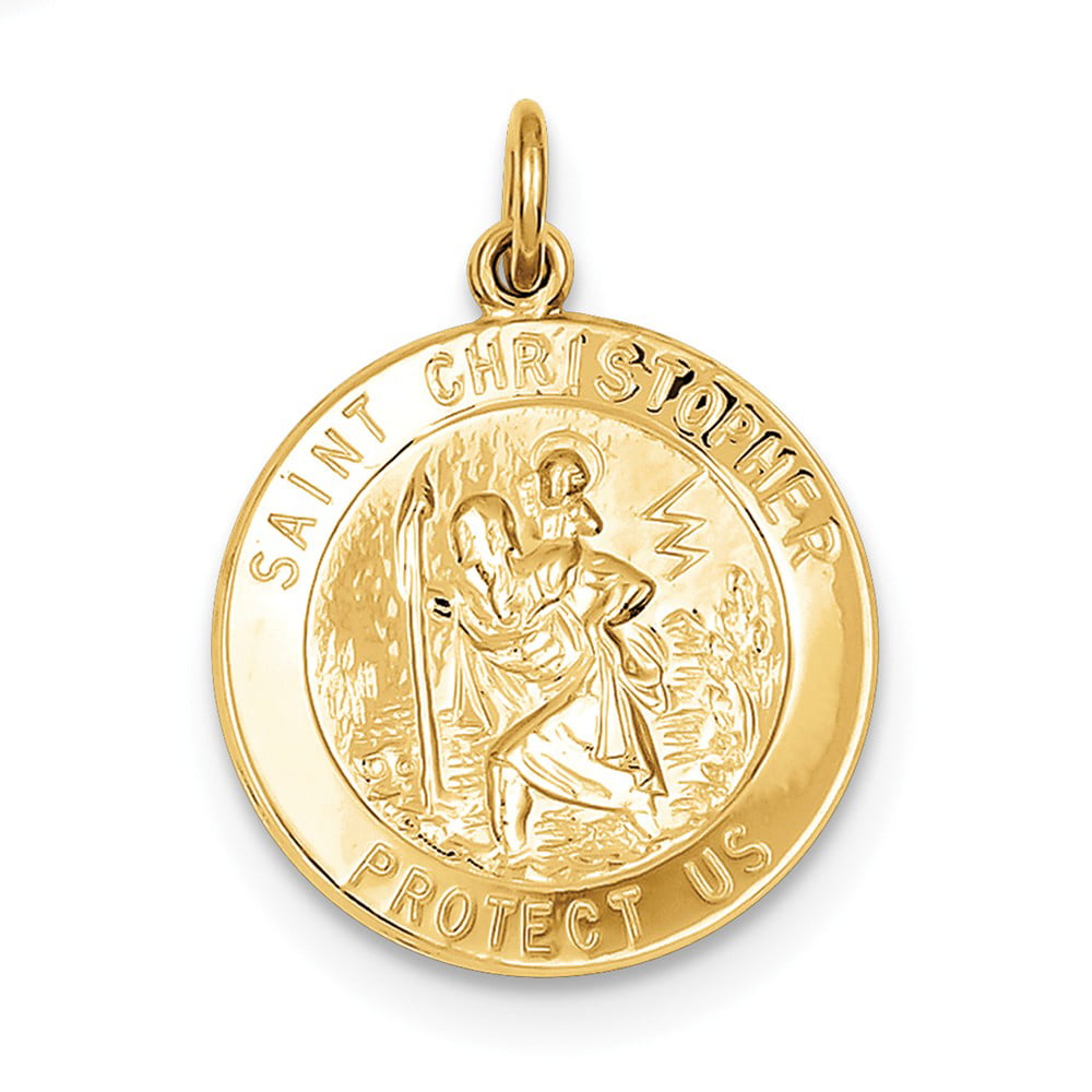 24k Gold-plated 925 Sterling Silver Catholic Patron Saint Christopher Pendant Charm Medal 20mm x 10mm