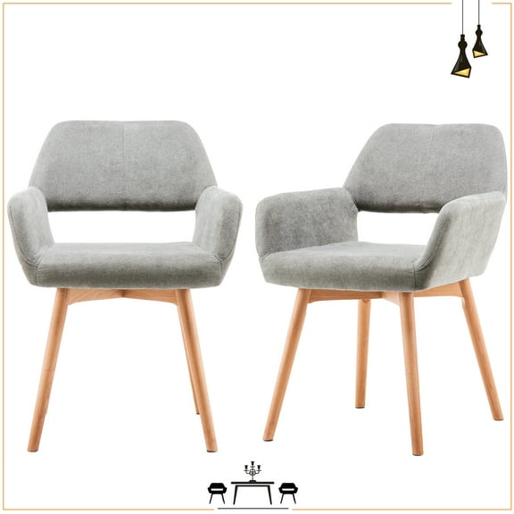 Homy Grigio Dining Chairs Set of 2, Grey Kitchen & Dining Room Chairs for Kitchen Chairs with Armrest (Gray)