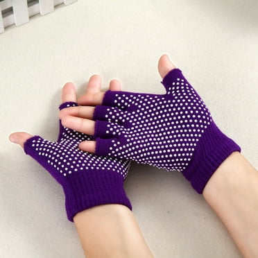 Worgeous  Non-Slip Yoga Gloves Hands Fingerless Grip Cotton Pilates Purple