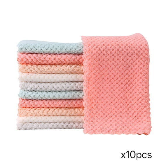 AUQ Premium Soft Cotton Washcloth Set 10 Pack,Ultra Absorbent,Quick Drying,Multi-Color,Ideal for Bath&Kitchen