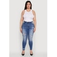 thumbnail image 2 of Womens Plus Size WAX Distressed High Waisted Skinny Leg Jeans, 2 of 5