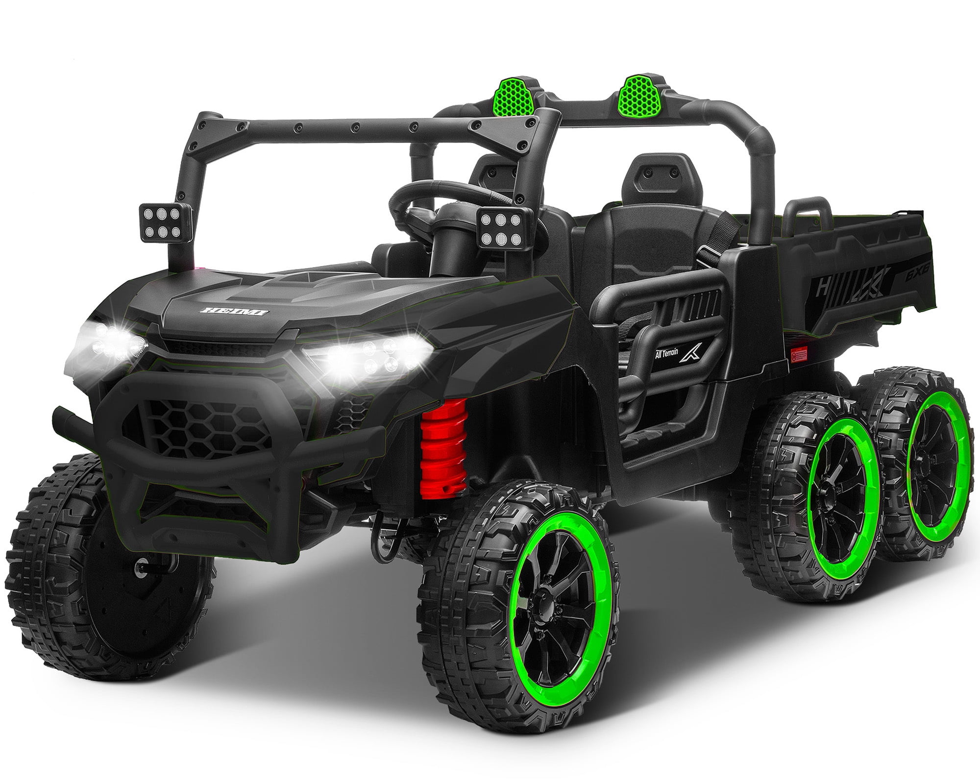 Letsgokid 24V 2-Seater Ride On Dump Truck with Remote Control, 4WD 6-Wheel Electric Car for Big Kids with Electric Dump Bed, 20in Seat, 400W Powerful Motor, LED Lights, Music, Ages 3+