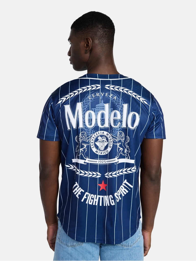Modelo Men's and Big Men's Front Back Graphic Button Up Baseball