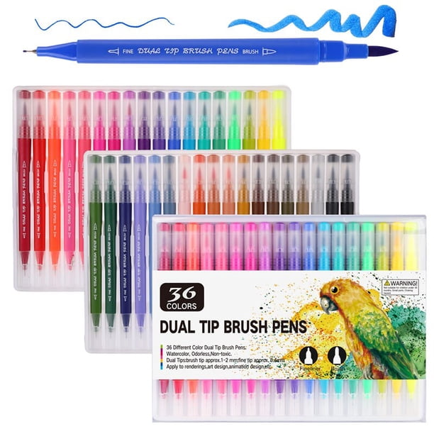 Rotuladores artísticos de doble punta para acuarela, delineador fino de 12/48/72/100 colores, pincel, suministros escolares, papelería, 04350