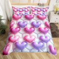 thumbnail image 2 of Erosebridal Housse de Couette Girly à Imprimé 3D Cœur d'Amour Simple, Ensembles de Literie Rose Violet Rêveur Taille Simple, Réversible 2 Pcs (Sans Couette), 2 of 7