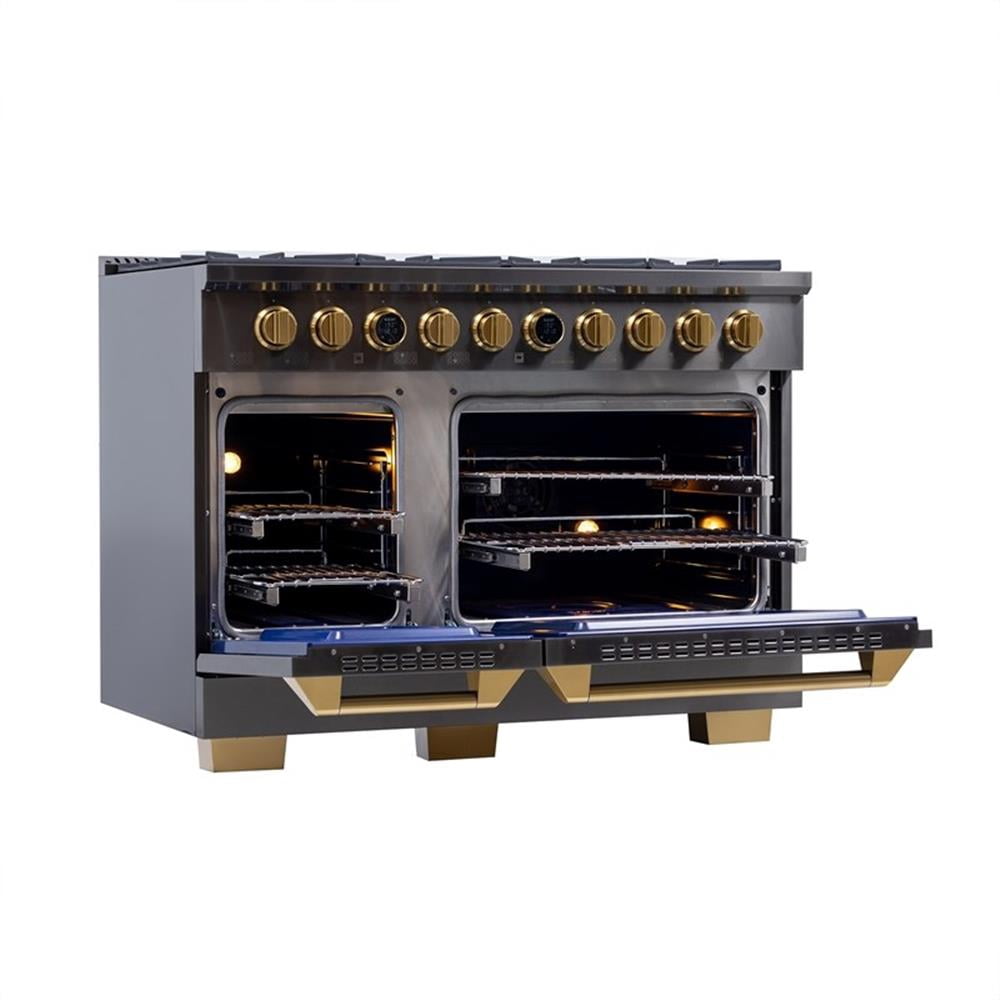 Pemberly Row 48" 8 Burners Dual Fuel Range for Natural Gas in Titanium Steel