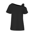 thumbnail image 4 of aidice Tee Shirts for Women Strap Short Sleeve off Shoulder Tops Loose Comfy Summer Trendy Women's Casual Shirts, 4 of 5