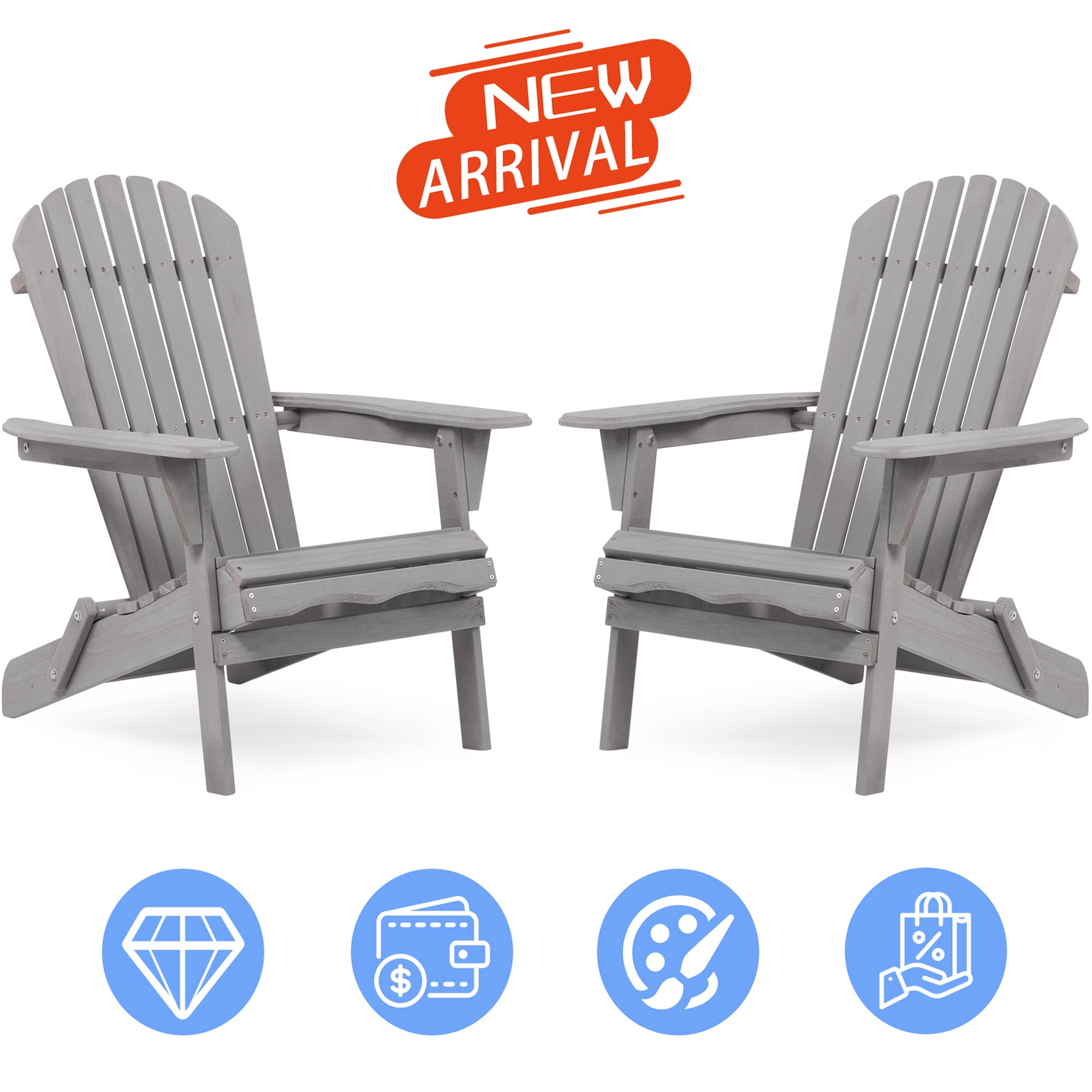Outdoor Adirondack Chairs, Seizeen Wooden Folding Adirondack Chair Set
