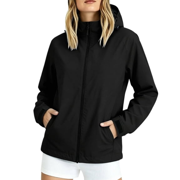 Drovellove Plus Size Women's Waterproof Hooded Rain Jacket with Pockets | Lightweight Packable Outdoor Shell for Hiking, Cycling, Camping, and Travel | Breathable Polyester All Season Windbreaker