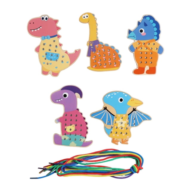 TISHITA Lacing Cards Gift for Boys Girls Wood Early Development Lacing Playing Games Style B