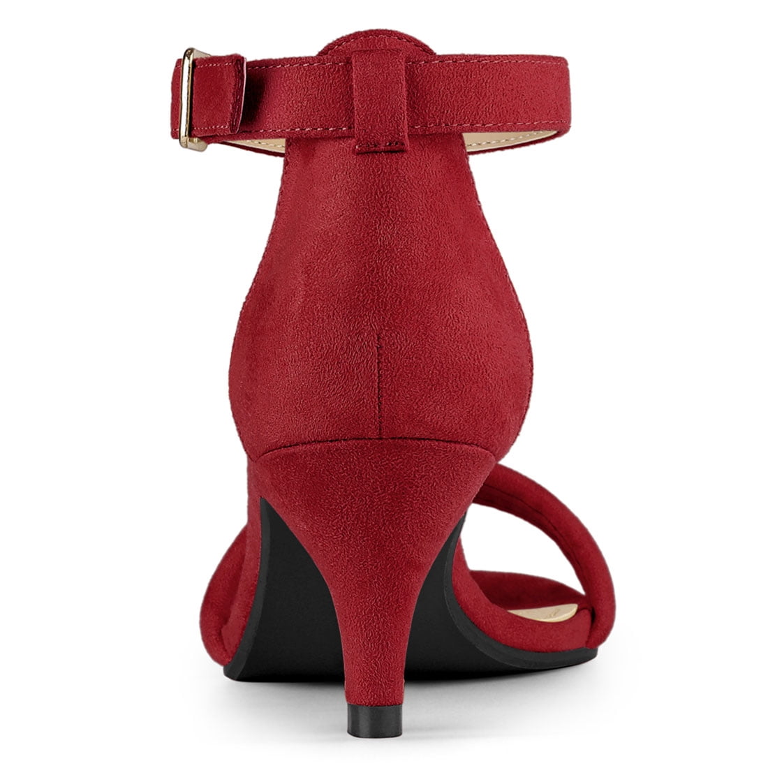 DARING DIVA Women's Kitten Heel Ankle Strap Sandals for Fashionable Occasions Red 8.5