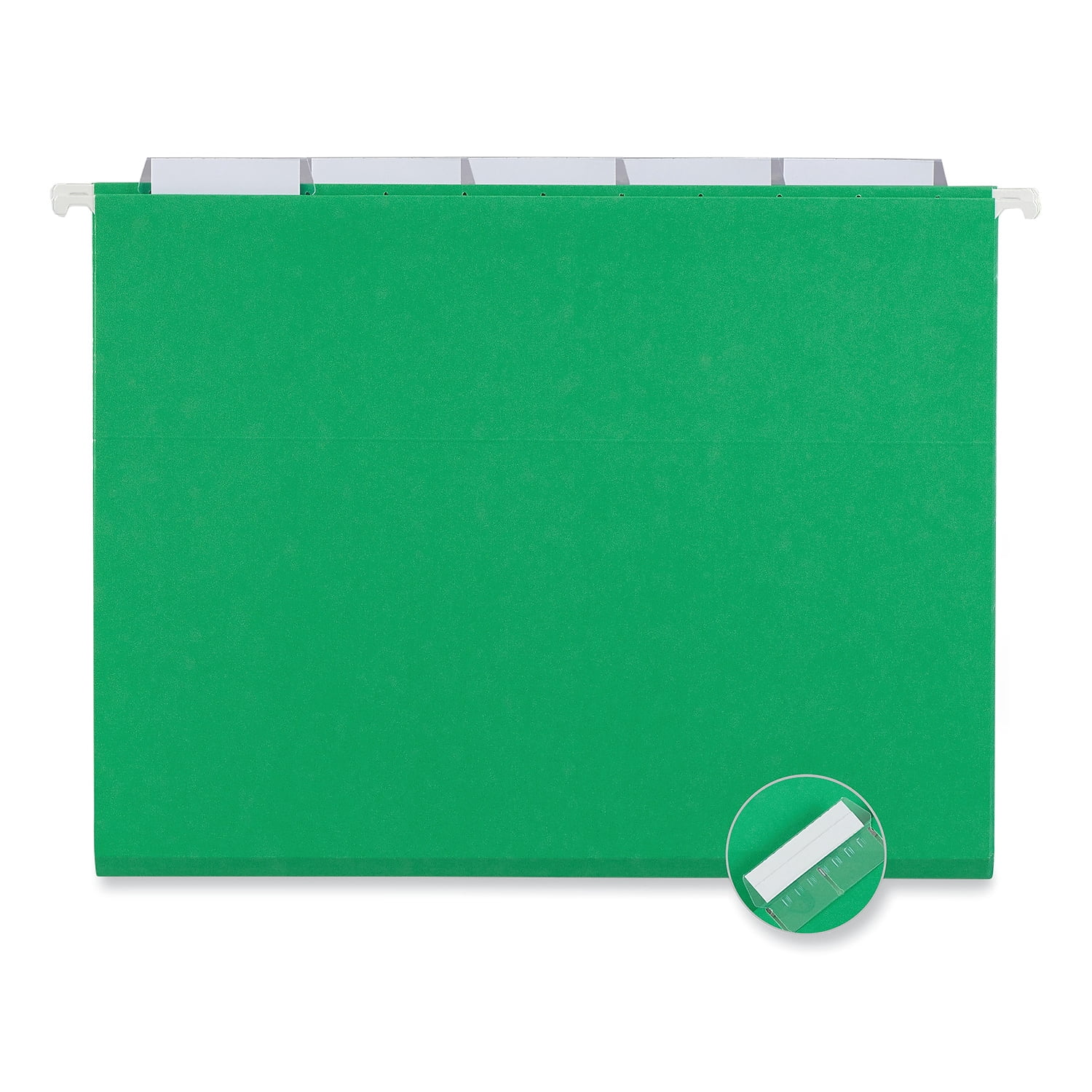 Universal UNV14117EE 1/5-Cut Tab Deluxe Bright Color Hanging File Folders - Letter Size, Bright Green (25/Box)