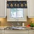 thumbnail image 2 of Yayeee Kitchen Valance Rod Pocket 54" x 18" Living Room Window Curtain, Navy Blue Art Pattern, 2 of 6