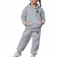 thumbnail image 5 of Glisme Girls Outfits Long Sleeve Round Neck Tracksuit Cartoon Prints Hoodies Pants Relax Fit Little Girls Clothes Grey, 5 of 5