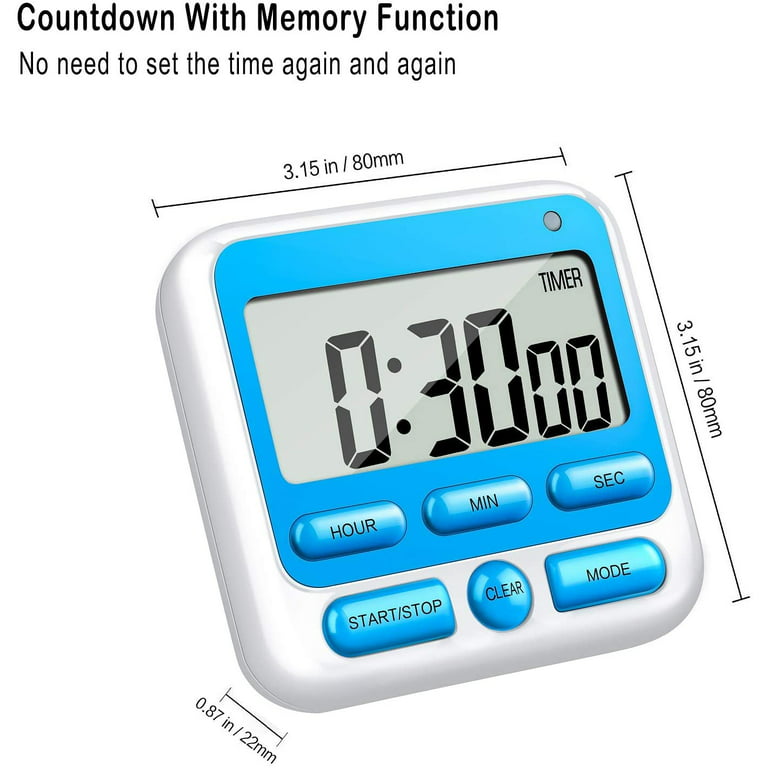  Digital Kitchen Timer with Mute/Loud Alarm Switch ON