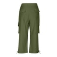 thumbnail image 4 of Girls Capri Pants Summer Cotton Linen Cropped Pant Elastic Waist Casual Capris Straight Leg Beach Vacation Trousers with Pockets 5-16 Years, 4 of 6