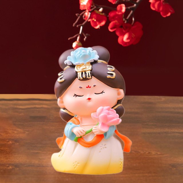 Elodie Statue de Dame Tang en Résine pour Décoration Intérieure Multifonction avec Lotus