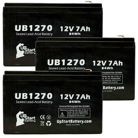 3x Pack - Best Technologies SPS450VA Battery Replacement -  UB1270 Universal Sealed Lead Acid Battery (12V, 7Ah, 7000mAh, F1 Terminal, AGM, SLA) - Includes 6 F1 to F2 Terminal