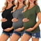 thumbnail image 3 of Ekouaer Womens Maternity Shirts 3 Packs Side Ruched Pregnancy Tee Top Tunic Blouse Casual Mama Clothes S-XXL, 3 of 5