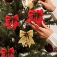 thumbnail image 2 of Christmas Pendant Vivid Pattern 3D Effect Lightweight Large Red Sparkling Glitter  Bow for Home Use, 2 of 8
