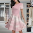 thumbnail image 2 of Pink Cloudy Sky Print Women's Classic Swing Skater Dress Casual Work Party Cocktail Dresses, 2 of 6