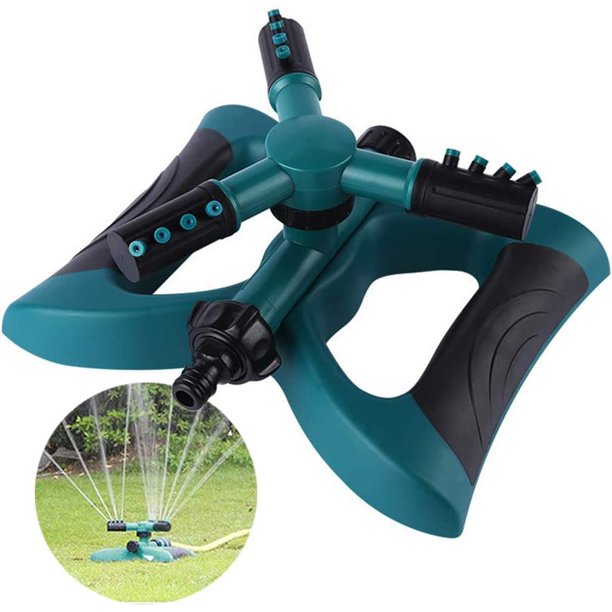 Aspersor de jardín de 3 brazos, sistema de riego giratorio automático de 360°, aspersor de riego para césped de jardín, pistolas aspersoras de cobertura de área grande, conexiones de manguera esquí esquí Gafas de esquí
