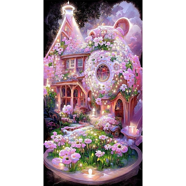 Diamond Painting Drill Castle 5D Rhinestone Ronda completa para la decoración de la habitación Rosa Hugtrwg Para estrenar