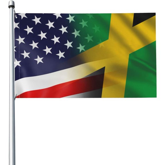 Flag of Jamaica and USA Flag 3x5 ft Vivid Color and UV Fade Resistant Wall Flags Banners for Outdoor Indoor