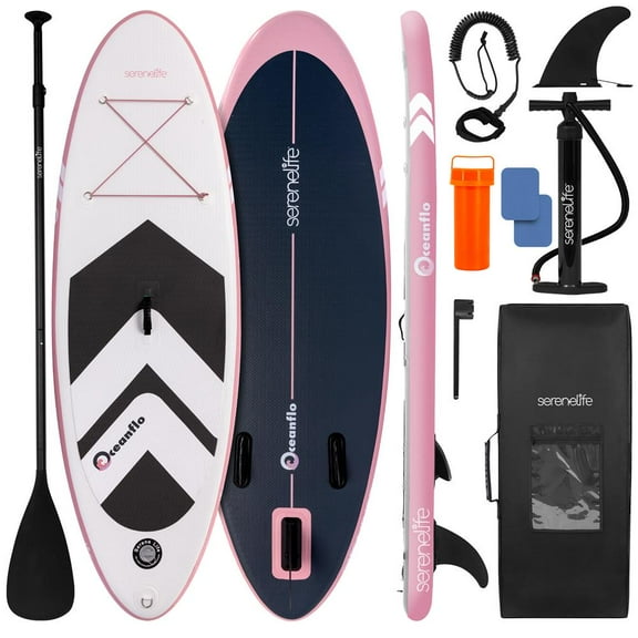 Free-Flow Welded Inflatable Kids Stand-Up Paddle-Board with Single-Action Hand Pump, 3-Shaft Aluminum Paddle