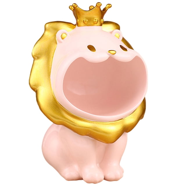 GUOOL Statue Figurines de Petit Lion en Résine Adorable Sculpture Bonbon Porte-Clés Rose