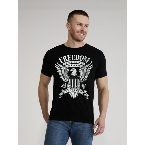 Men’s and Big Men's 4th of July USA Freedom Eagle Americana Graphic Tee Shirt by Way to Celebrate, Sizes XS-5XL