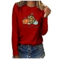 thumbnail image 1 of Staron Chemises à Manches Longues pour Femmes It's Fall Yall Blouse à Col Rond Chic Décontractée avec Graphique de Citrouille Tunique de Mode d'Automne Hauts Coupe Ample Hauts d'Hiver Cadeaux de Noël pour Maman, 1 of 3