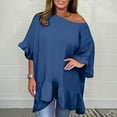 thumbnail image 2 of Diufon Plus Size Tops for Women Summer Single Shoulder Ruffle Half Sleeve Pullover Shirts Trendy Loose Blouse, 2 of 7