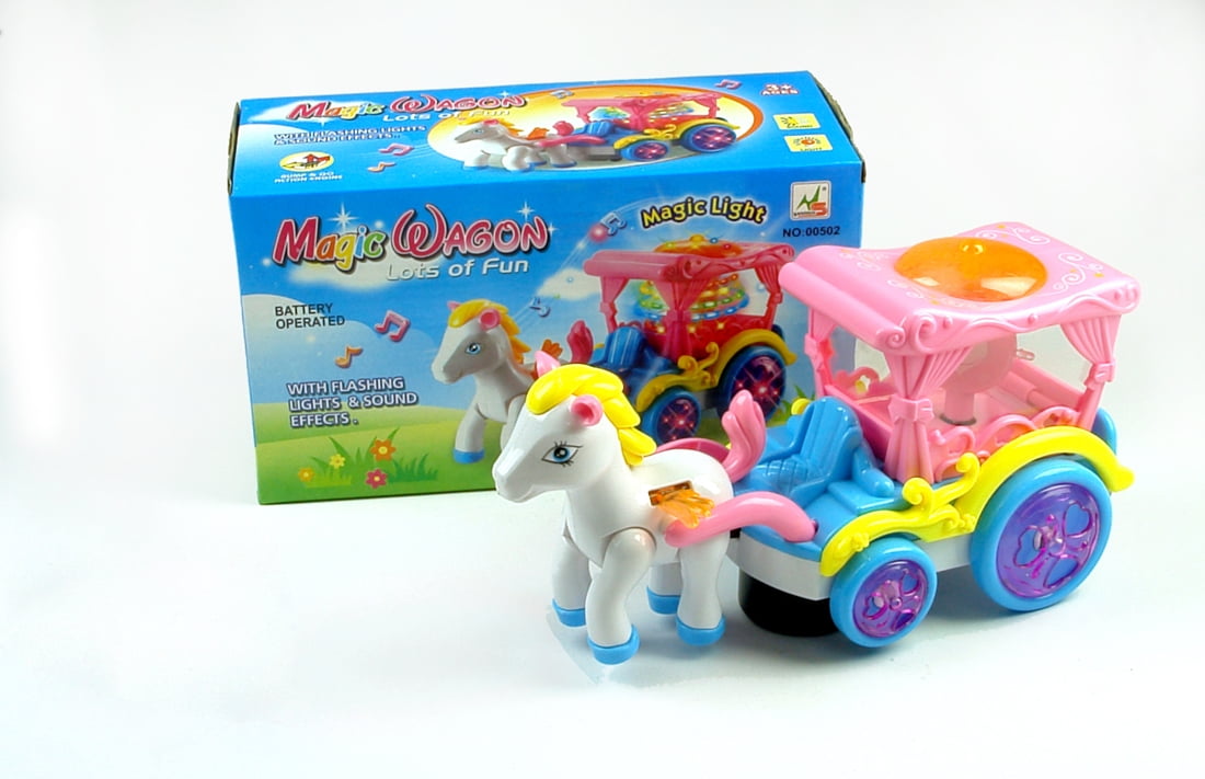 Joyabit Walking Princess Horse and Carriage Toy With Lights and Sound