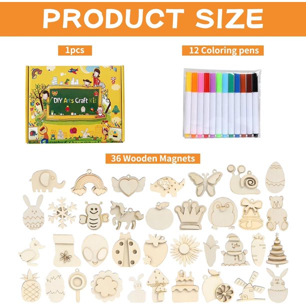 Trousse de Peinture et de Loisirs Créatifs pour Enfants (4 à 12 Ans) Comprenant 36 Aimants en Bois à Décorer Soi-Même. Parfait pour les Fêtes d' Enfants. À Décorer Soi-Même Trousse de Peinture et de Loisirs Créatifs pour Enfants (4 à 12 Ans) Comprenant 36 Aimants en Bois à Décorer Soi-Même. Parfait pour les Fêtes d' Enfants. À Décorer Soi-Même