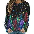 thumbnail image 5 of Women's Christmas Clothing Loose Graphic Sweatshirt Crewneck Long Sleeve Xmas Holiday Festive Tops for Women (XL, Multicolor), 5 of 6