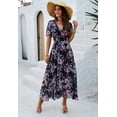 thumbnail image 6 of Women's Floral Maxi Dress Flowy V Neck Empire Waist Summer Wedding Guest Party Casual Chiffon Dress, 6 of 6
