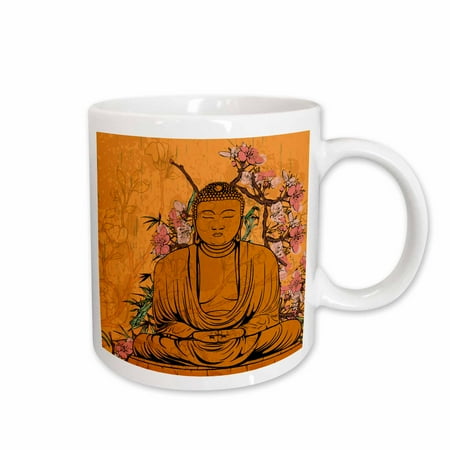 

3dRose Buddha Statue With Lovely Pink Japanese Sakura Blossom Flowers Asian Inspired Gifts Ceramic Mug 11-ounce
