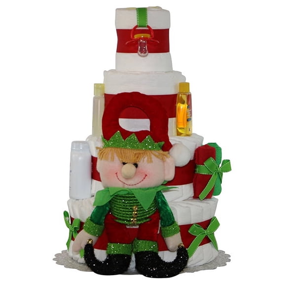 Baby Christmas Celebration Diaper Cake 4 Tiers