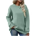 thumbnail image 5 of Jewelreauty Women Solid Color Long Sleeve Sweatshirts Crewneck Comfort Pullover Tops Casual Loose Hoodless Blouses (XL, Sky Blue), 5 of 5