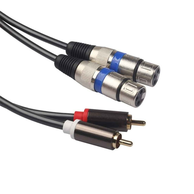 1.5M Dual RCA Audio Cable to 2 XLR Female Female Plug Coax Adapter Professional Plated Video Wire