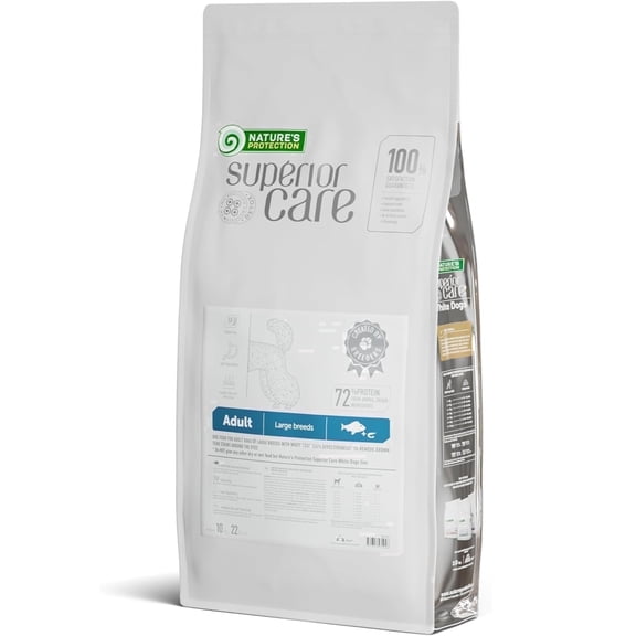 Nature's Protection Superior Care Dry Dog Food, Adult Large White Coat Dogs, Grain-Free White Fish, 22lb