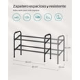 thumbnail image 3 of Zapatero Extensible, Zapatero de Metal de 2 Niveles, Organizador de Zapatos Ajustable, Estante Zapatos para Pasillo, Negro Tinta, 3 of 7