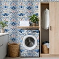 thumbnail image 4 of Peel and Stick Wallpaper Butterfly Floral Blue Pink Gold Folk Art Botanical Wall Mural 17.7in x 9.8ft Self Adhesive Removable Wall Paper Renter Friendly Wallpaper for Nursery Bedroom Cabinets, 4 of 8