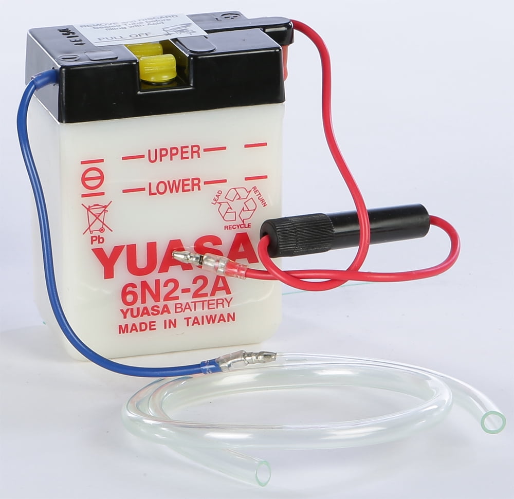Yuasa 6V Conventional Dry-Charged Powersports Battery, 6N2-2A, 2Ah, Scooter & Motorcycle (YUAM2620A)