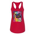 thumbnail image 3 of Funny Neon Pug | Dean Russo Art Animal Lover Ladies Racerback Tank Top, Red, X-Large, 3 of 6