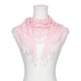 thumbnail image 2 of INSPIRE CHIC Lace Rose Floral Mantilla Scarves, Tassel Mesh Triangle Shawl, Chapel Head Covering Mass Bridal Veils 55.1x18.9" Light Apricot Pink, 2 of 5