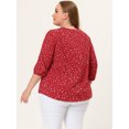 thumbnail image 4 of Women's Plus Size Work Round Neck Ruffle Chiffon Blouse Top Red White 4X, 4 of 5